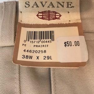 Men’s 38Wx29L Savane Khaki Classics    Brand new.  Flat front.  Wrinkle free.